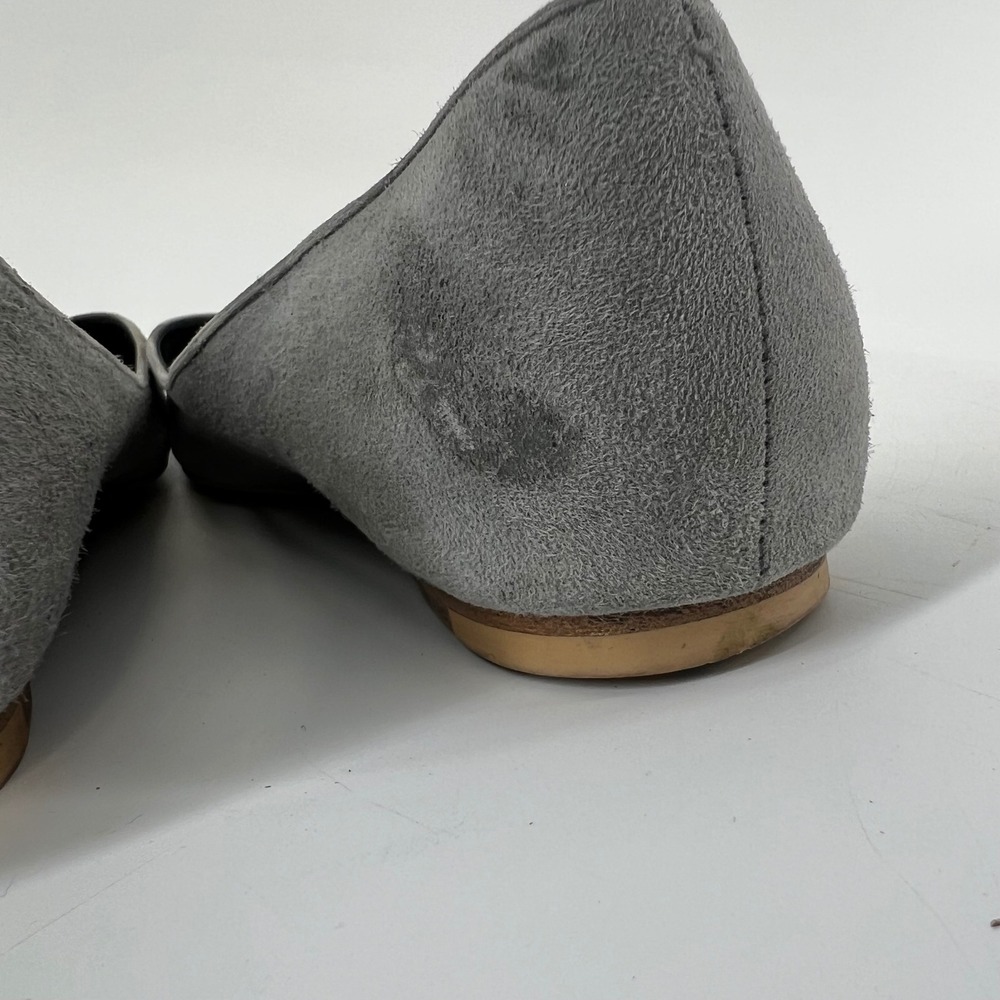 Balenciaga Paris Grey Suede Pointed Toe V-Neck Flats Shoes Size 38 Made in Italy - Picture 7 of 10